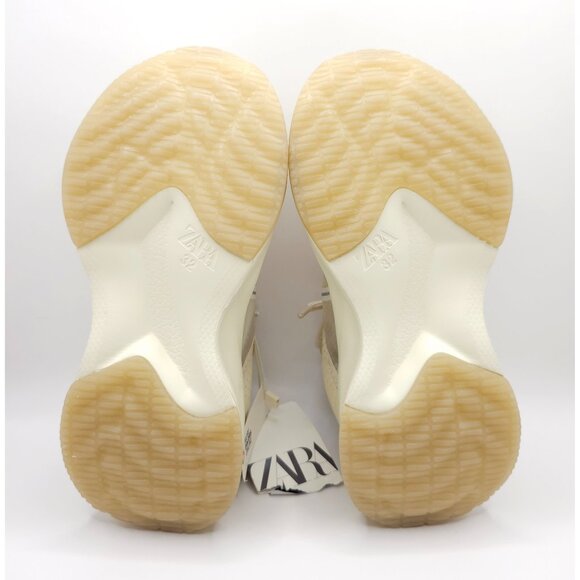 ZARA Beige White Translucent Mesh Trainer Sneakers w/ Memory Foam NWT US1 EU32 - Picture 12 of 12